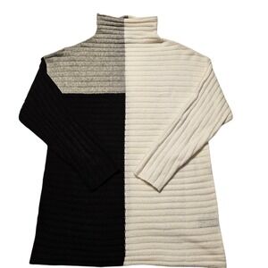 AGB Womens‎ Small Color Block Mock Neck Pullover Ribbed Knit Sweater